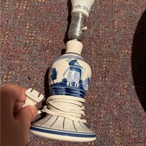 Blue and White Windmill Ceramic Table Lamp - Classic Delft Style
